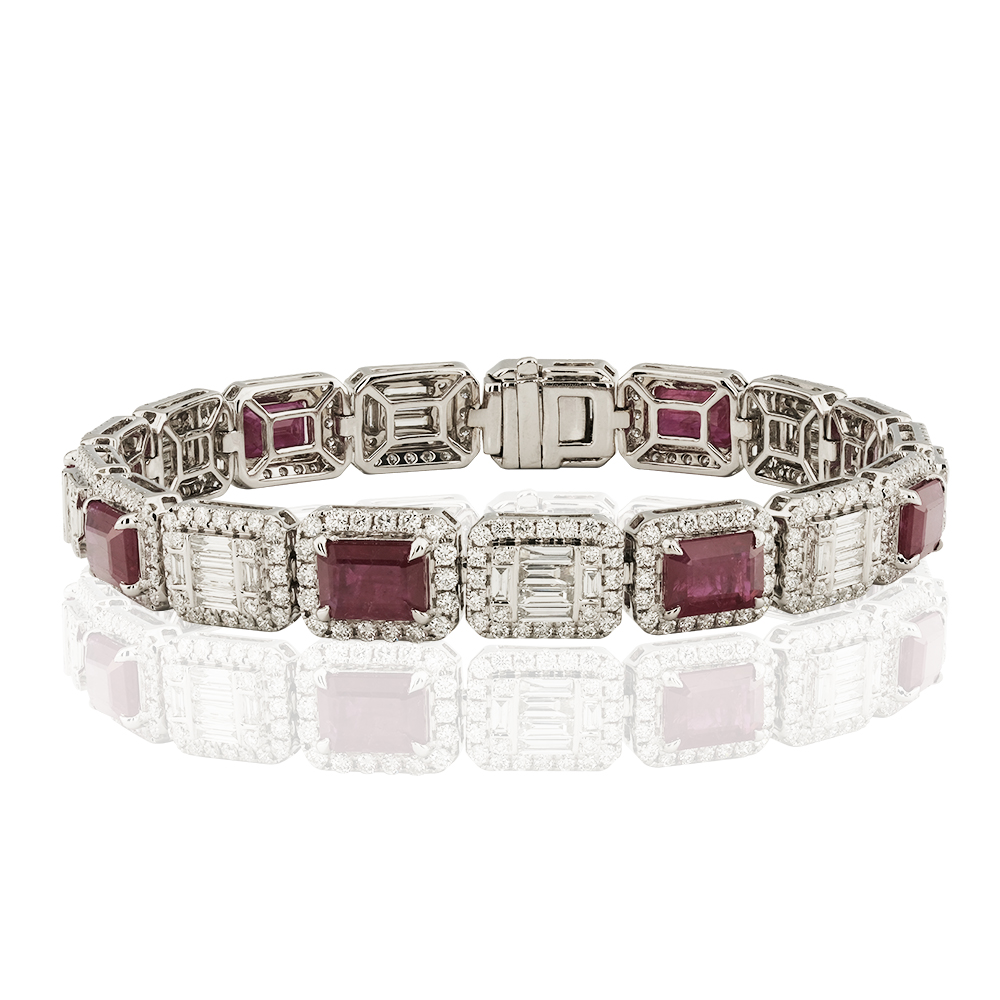 13,36 Ct. Diamond Ruby Bracelet